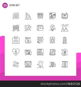 Universal Icon Symbols Group of 25 Modern Lines of online, marketing, united arab emirates, launch, scoreboard Editable Vector Design Elements