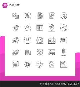 Universal Icon Symbols Group of 25 Modern Lines of profile, rating, online, layers, process Editable Vector Design Elements