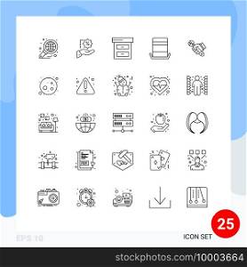 Universal Icon Symbols Group of 25 Modern Lines of repair, top hat, shopping, top, fashion Editable Vector Design Elements