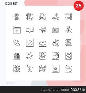 Universal Icon Symbols Group of 25 Modern Lines of service, gears, lab, configuration, pharmacy Editable Vector Design Elements