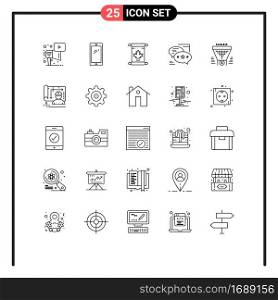 Universal Icon Symbols Group of 25 Modern Lines of sms, callout, iphone, communication, leaf Editable Vector Design Elements
