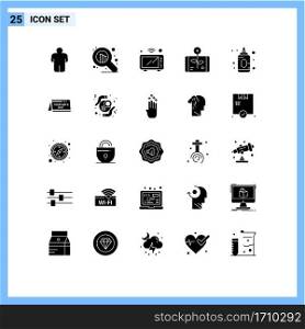 Universal Icon Symbols Group of 25 Modern Solid Glyphs of child, smartphone, microwave, report, economy Editable Vector Design Elements