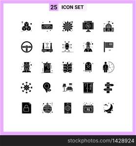 Universal Icon Symbols Group of 25 Modern Solid Glyphs of controller, education, sunflower, building, denied Editable Vector Design Elements
