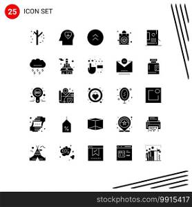Universal Icon Symbols Group of 25 Modern Solid Glyphs of design, bucket, arrows, purse, handbag Editable Vector Design Elements