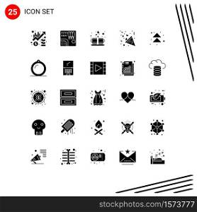 Universal Icon Symbols Group of 25 Modern Solid Glyphs of heart, celebration, river, hot, love Editable Vector Design Elements