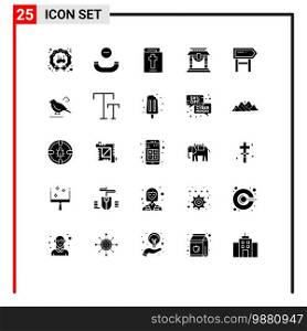 Universal Icon Symbols Group of 25 Modern Solid Glyphs of location, direction, bible, chinese, bridge Editable Vector Design Elements