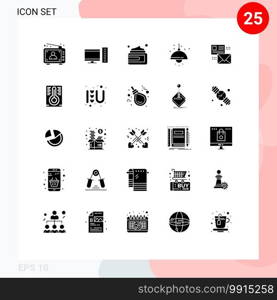 Universal Icon Symbols Group of 25 Modern Solid Glyphs of mailing, lump, server, living, medicine Editable Vector Design Elements