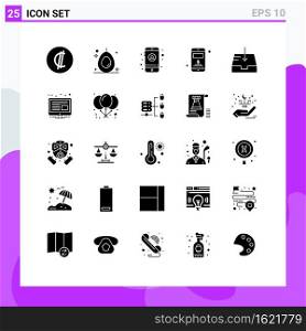 Universal Icon Symbols Group of 25 Modern Solid Glyphs of management, receive, mobile, mailbox, dollar Editable Vector Design Elements