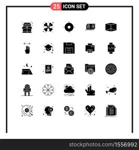 Universal Icon Symbols Group of 25 Modern Solid Glyphs of product, invitation, gps, card, user Editable Vector Design Elements