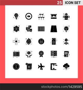 Universal Icon Symbols Group of 25 Modern Solid Glyphs of robot, technology, heart, human, medical Editable Vector Design Elements