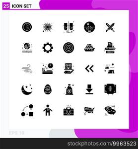 Universal Icon Symbols Group of 25 Modern Solid Glyphs of skin, skin, target, dry skin, test tubes Editable Vector Design Elements