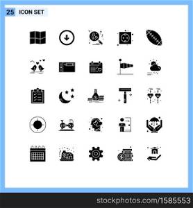 Universal Icon Symbols Group of 25 Modern Solid Glyphs of sport, american, love, power, energy Editable Vector Design Elements