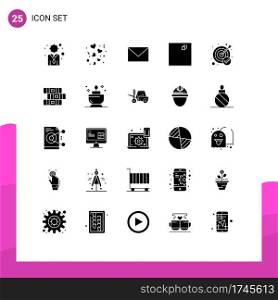 Universal Icon Symbols Group of 25 Modern Solid Glyphs of success, achievement, wedding, view, sand Editable Vector Design Elements