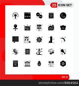 Universal Icon Symbols Group of 25 Modern Solid Glyphs of washing, laundry, ranking, tax, free Editable Vector Design Elements