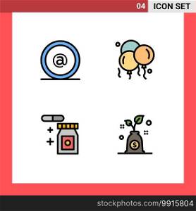 Universal Icon Symbols Group of 4 Modern Filledline Flat Colors of address, rainy, mail, father, budget Editable Vector Design Elements