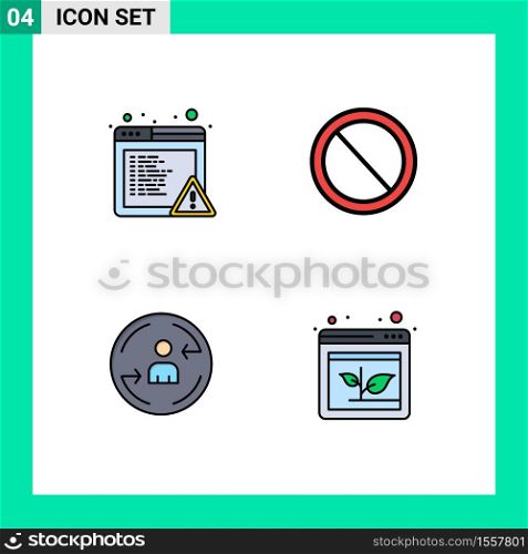 Universal Icon Symbols Group of 4 Modern Filledline Flat Colors of alert, digital, interface, user, arrow Editable Vector Design Elements