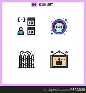 Universal Icon Symbols Group of 4 Modern Filledline Flat Colors of app, home, develop, internet, fence Editable Vector Design Elements