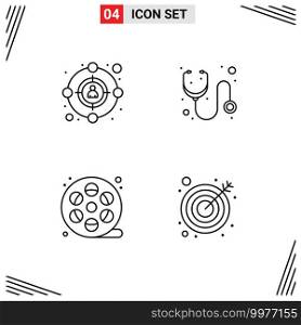 Universal Icon Symbols Group of 4 Modern Filledline Flat Colors of audience, arts, doctor, stethoscope, arrow Editable Vector Design Elements