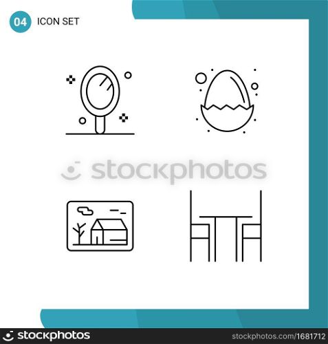 Universal Icon Symbols Group of 4 Modern Filledline Flat Colors of beauty, house, salon, egg, real Editable Vector Design Elements