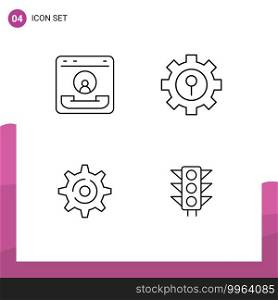 Universal Icon Symbols Group of 4 Modern Filledline Flat Colors of call, internet, contact, lock, setting Editable Vector Design Elements