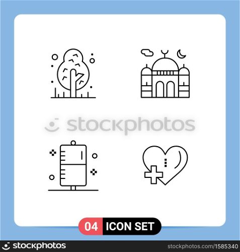 Universal Icon Symbols Group of 4 Modern Filledline Flat Colors of camping, disease, tree, islam, fitness Editable Vector Design Elements