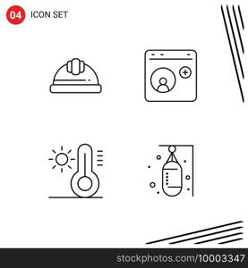 Universal Icon Symbols Group of 4 Modern Filledline Flat Colors of cap, climate, labour helmet, help, temperature Editable Vector Design Elements