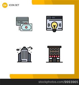 Universal Icon Symbols Group of 4 Modern Filledline Flat Colors of card, life, money, webpage, office Editable Vector Design Elements