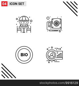 Universal Icon Symbols Group of 4 Modern Filledline Flat Colors of chair, bio, table, computer, efficiency Editable Vector Design Elements