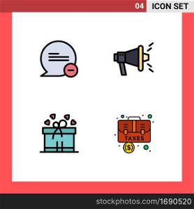 Universal Icon Symbols Group of 4 Modern Filledline Flat Colors of chat, mom, message, viral, bag Editable Vector Design Elements