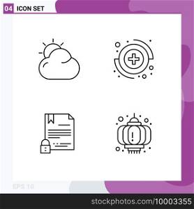 Universal Icon Symbols Group of 4 Modern Filledline Flat Colors of cloud, digital, sun, sign, internet Editable Vector Design Elements