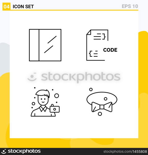 Universal Icon Symbols Group of 4 Modern Filledline Flat Colors of cocaine, man, coding, document, portrait Editable Vector Design Elements