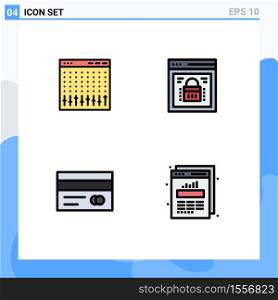 Universal Icon Symbols Group of 4 Modern Filledline Flat Colors of console, web security, hardware, page lock, card Editable Vector Design Elements