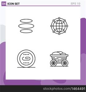 Universal Icon Symbols Group of 4 Modern Filledline Flat Colors of e dinar, engine, crypto currency, internet, media Editable Vector Design Elements