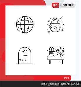 Universal Icon Symbols Group of 4 Modern Filledline Flat Colors of education, halloween, house, secure, religion Editable Vector Design Elements