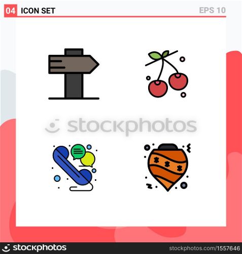 Universal Icon Symbols Group of 4 Modern Filledline Flat Colors of guide, talk, berry, spring, balls Editable Vector Design Elements