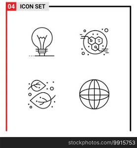 Universal Icon Symbols Group of 4 Modern Filledline Flat Colors of idea, linden, lightbulb, power, tree Editable Vector Design Elements