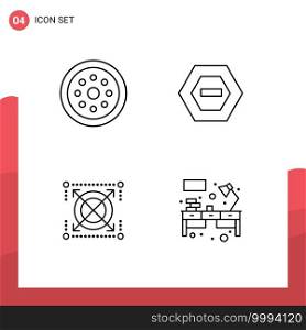 Universal Icon Symbols Group of 4 Modern Filledline Flat Colors of lock, web, safety, negative, seo Editable Vector Design Elements