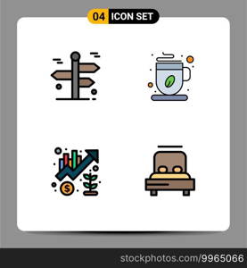 Universal Icon Symbols Group of 4 Modern Filledline Flat Colors of navigation, chart, travelling, hot, management Editable Vector Design Elements