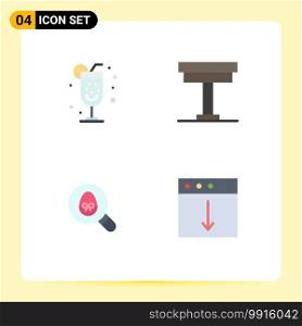 Universal Icon Symbols Group of 4 Modern Flat Icons of alcohol, egg, chair, interior, holiday Editable Vector Design Elements