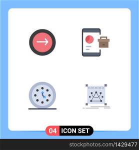Universal Icon Symbols Group of 4 Modern Flat Icons of application, smartphone, mobile, marketing, clocks Editable Vector Design Elements