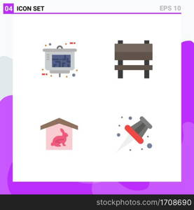 Universal Icon Symbols Group of 4 Modern Flat Icons of architect, robbit, real estate, furniture, nature Editable Vector Design Elements