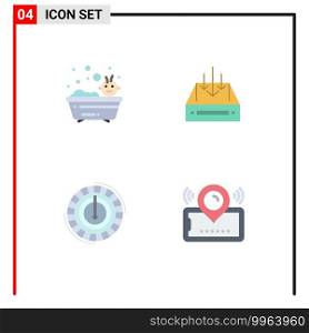Universal Icon Symbols Group of 4 Modern Flat Icons of baby, parcel, shower, box, cost Editable Vector Design Elements