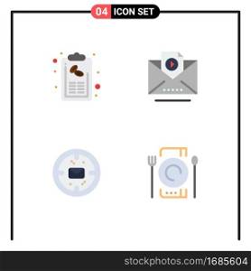 Universal Icon Symbols Group of 4 Modern Flat Icons of bill, finance, list, marketing, mail Editable Vector Design Elements
