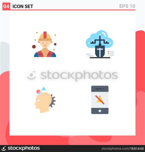 Universal Icon Symbols Group of 4 Modern Flat Icons of builder, imaginative, mouse, online, idea Editable Vector Design Elements