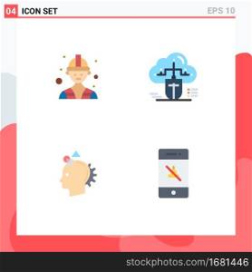 Universal Icon Symbols Group of 4 Modern Flat Icons of builder, imaginative, mouse, online, idea Editable Vector Design Elements