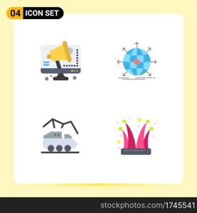 Universal Icon Symbols Group of 4 Modern Flat Icons of business, exploration, computer, international, rover Editable Vector Design Elements