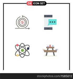 Universal Icon Symbols Group of 4 Modern Flat Icons of business, smart phone, on, message, lab Editable Vector Design Elements