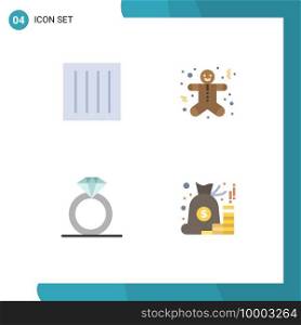 Universal Icon Symbols Group of 4 Modern Flat Icons of care, diamond, dry, cookie, ring Editable Vector Design Elements