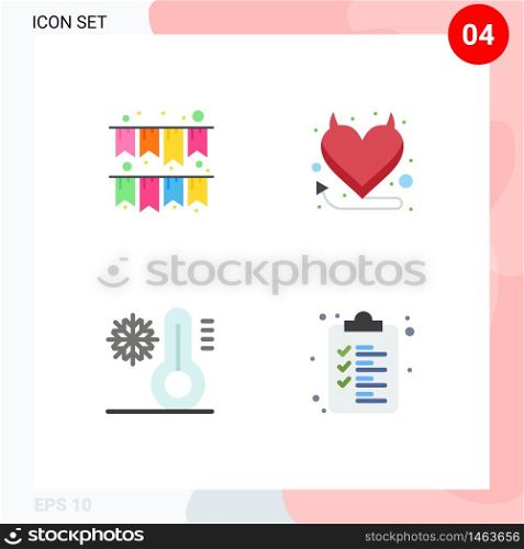 Universal Icon Symbols Group of 4 Modern Flat Icons of celebration, temperature, devil, climate, list Editable Vector Design Elements