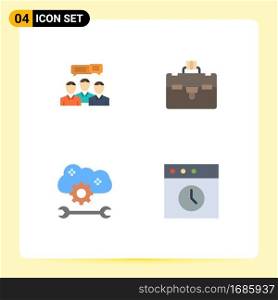 Universal Icon Symbols Group of 4 Modern Flat Icons of chat, cloud application service, dialog, bag, cloud service configure Editable Vector Design Elements